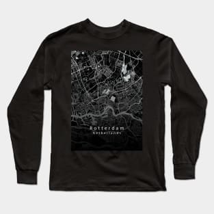 Rotterdam Netherlands City Map dark Long Sleeve T-Shirt